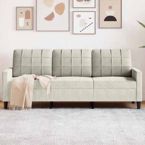 Sofá de 3 plazas terciopelo color crema 180 cm
