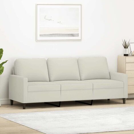 Sofá de 3 plazas terciopelo color crema 180 cm
