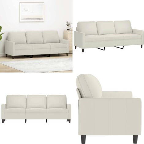 Sofá de 3 plazas terciopelo color crema 180 cm - Sofá terciopelo - Sofá crema