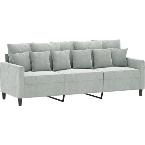 Sofá de 3 plazas terciopelo gris claro 180 cm vidaXL