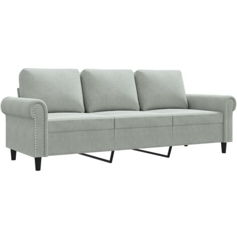 Sofá de 3 plazas terciopelo gris claro 180 cm vidaXL