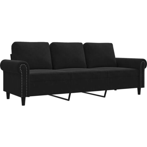 Sofá de 3 plazas terciopelo negro 180 cm vidaXL