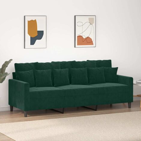 Sofá de 3 plazas terciopelo verde oscuro 180 cm