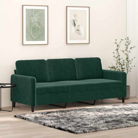 Sofá de 3 plazas terciopelo verde oscuro 180 cm