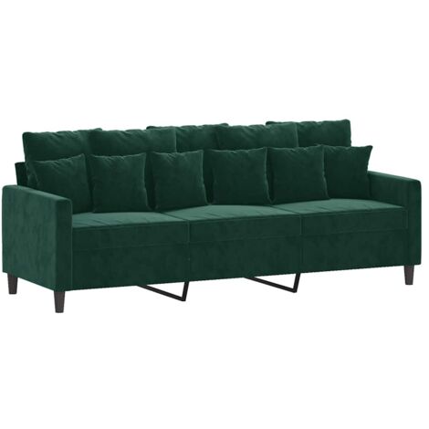 Sofá de 3 plazas terciopelo verde oscuro 180 cm vidaXL