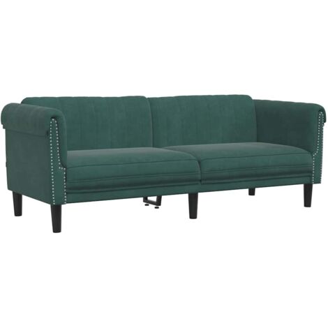 Sofá de 3 plazas terciopelo verde oscuro vidaXL
