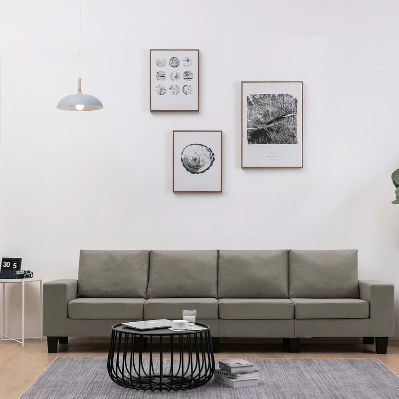 

Sofá de 4 plazas de tela color gris topo