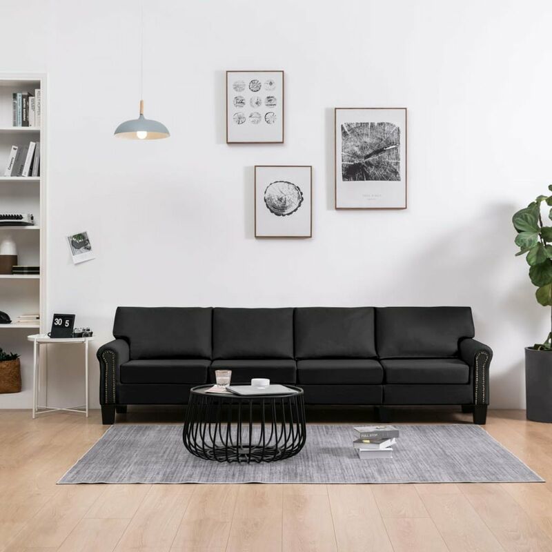 

Sofa de 4 plazas de tela negro