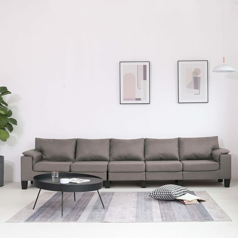 

Sofá de 5 plazas de tela color gris topo