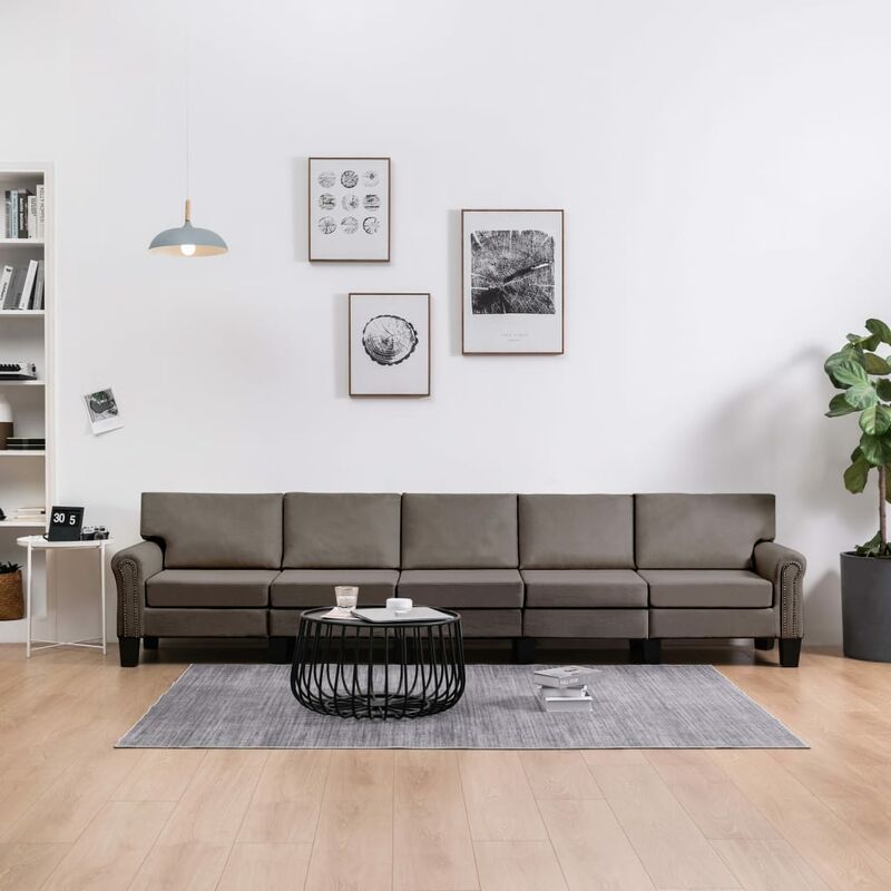 

Sofá de 5 plazas de tela color gris topo