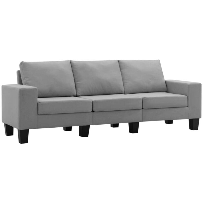 

vidaXL Sofá de Tela de 3 Plazas Gris Claro - Gris