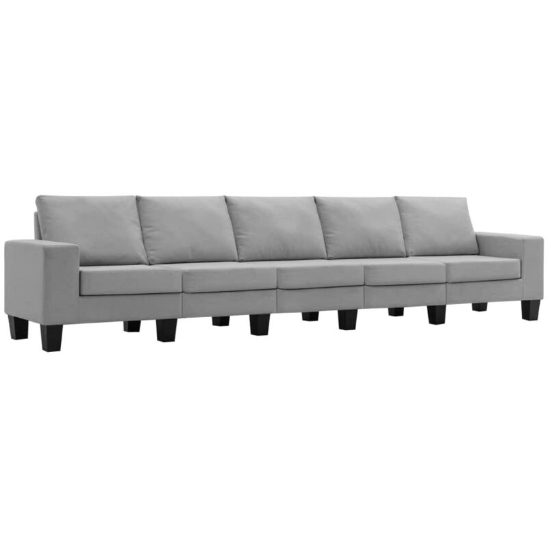 

Sofá de Tela de 5 Plazas Gris Claro - Gris - Vidaxl