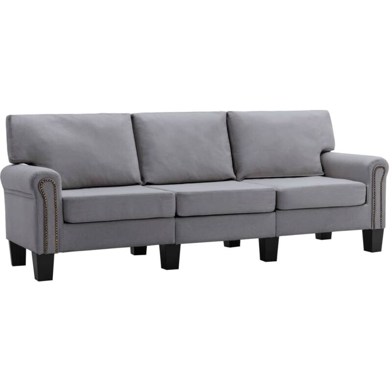 

Sofá de Tela de 3 Plazas Gris Claro - Gris - Vidaxl