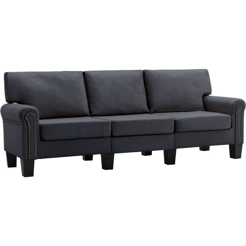 

Sofá de Tela de 3 Plazas Gris Oscuro - Gris - Vidaxl