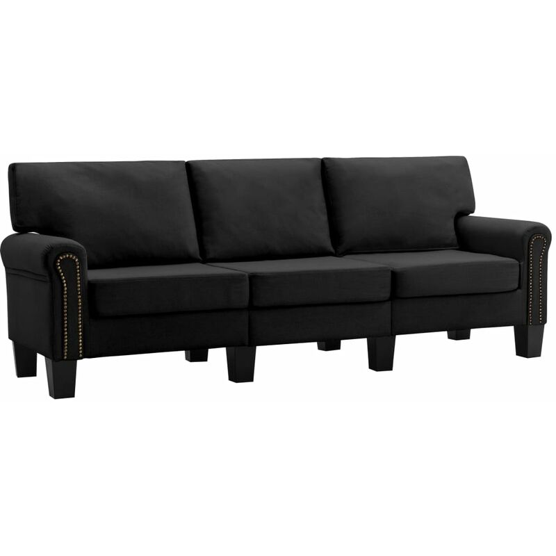 

vidaXL Sofá de Tela de 3 Plazas Negro - Negro