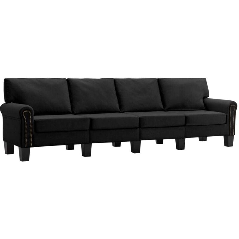 

vidaXL Sofá de Tela de 4 Plazas Negro - Negro