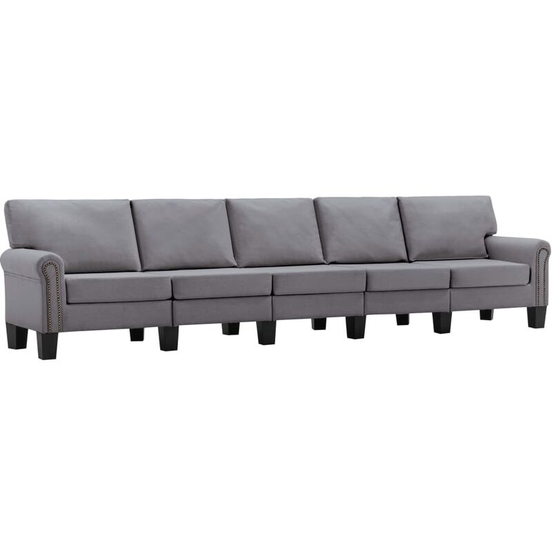

vidaXL Sofá de Tela de 5 Plazas Gris Claro - Gris