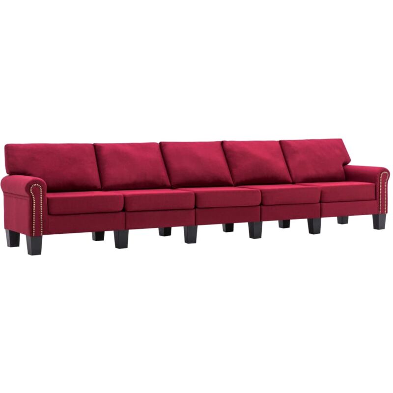 

Sofá de Tela de 5 Plazas Vino Tinto - Rojo - Vidaxl