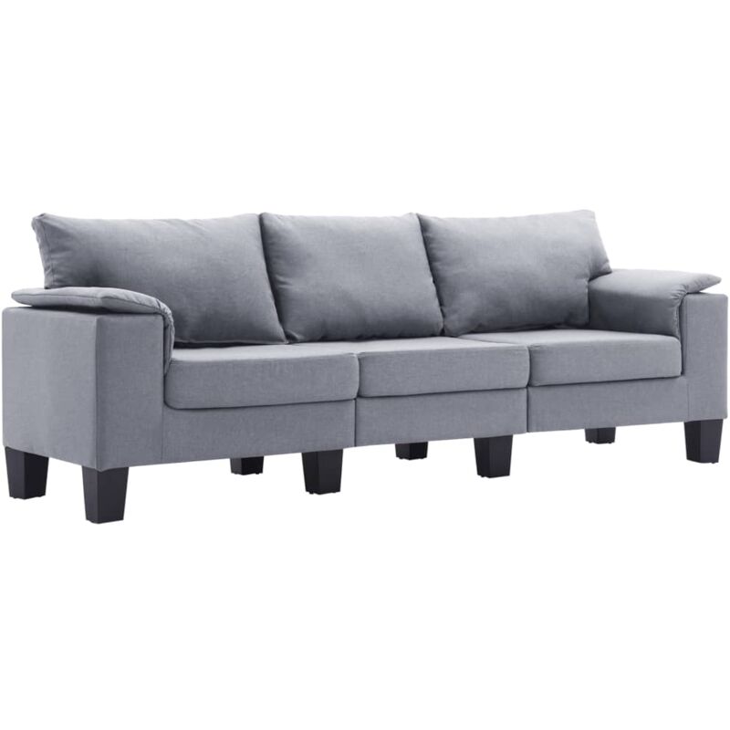 

Sofá de Tela de 3 Plazas Gris Claro - Gris - Vidaxl