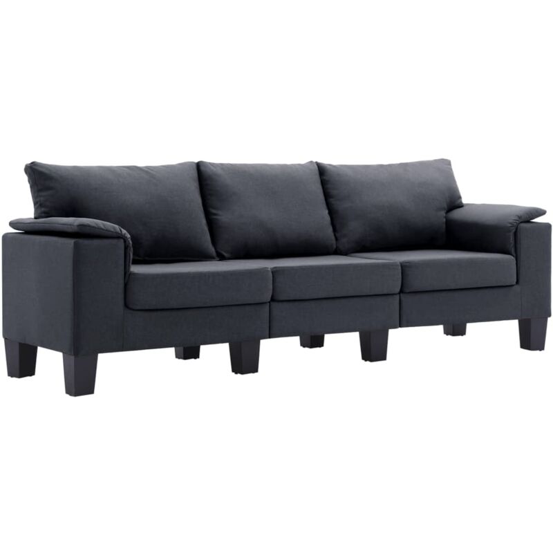 

Sofá de Tela de 3 Plazas Gris Oscuro - Gris - Vidaxl