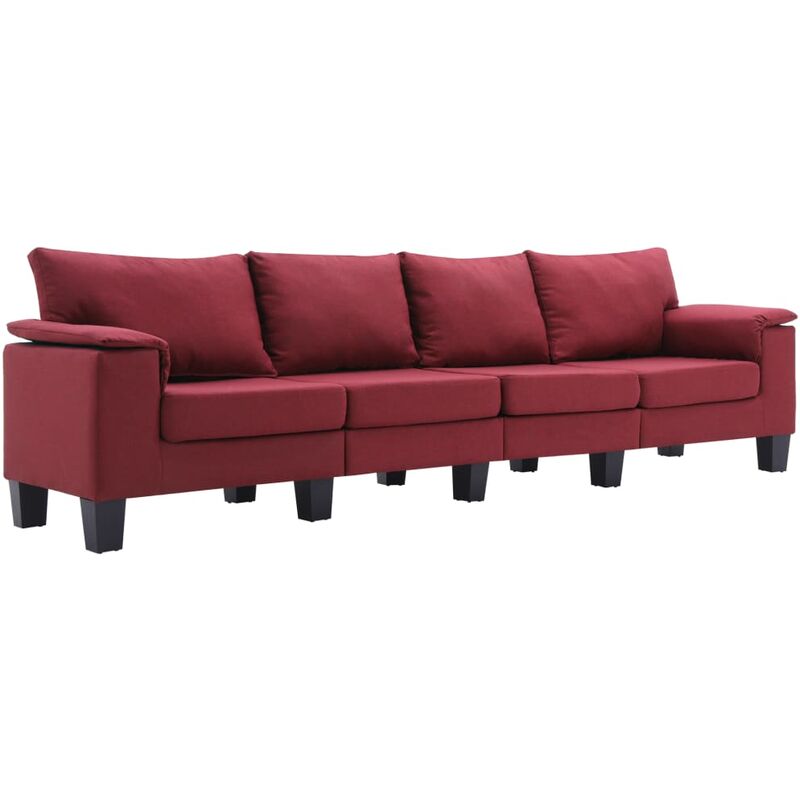 

vidaXL Sofá de Tela de 4 Plazas Vino Tinto - Rojo