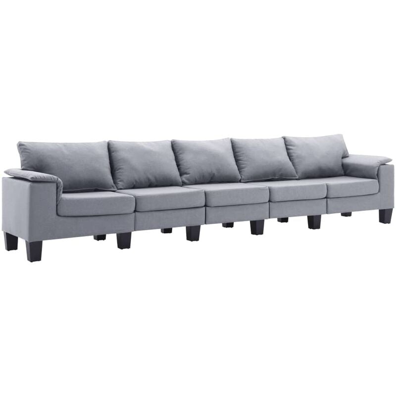 

Sofá de Tela de 5 Plazas Gris Claro - Gris - Vidaxl