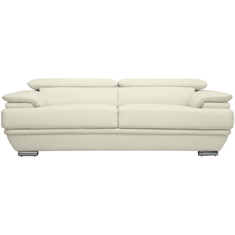 

Sofá de cuero diseño tres plazas con cabeceros ajustables blanco EWING