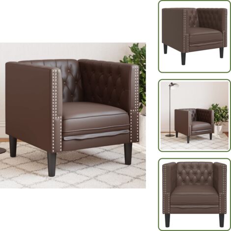 Sofá de cuero sintético para sala - vidaXL Sillón Chesterfield de cuero artificial marrón - Sofá de cuero sintético cómodo