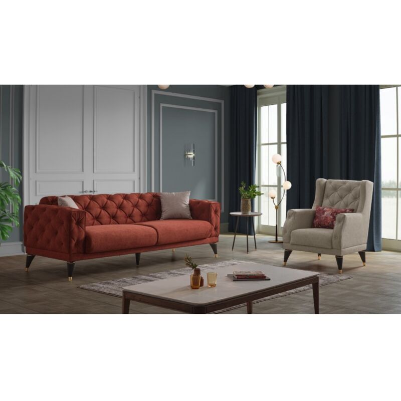 

Caesaroo - Sofá de dos plazas 175X63 cm Melilla color naranja quemado | naranja