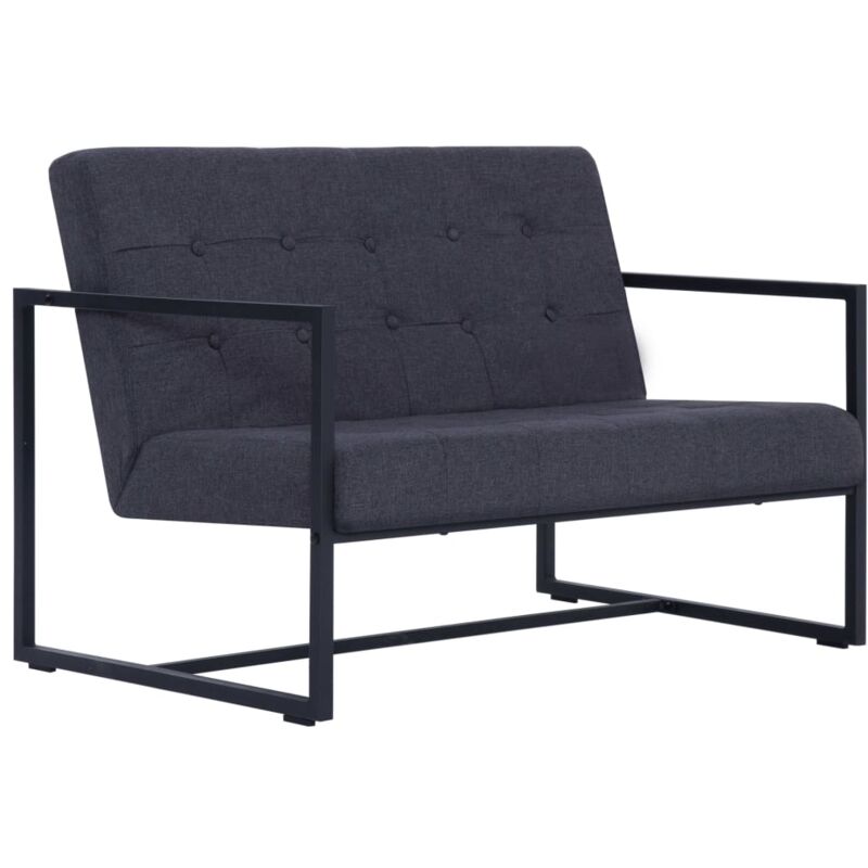 

Sofá de dos Plazas con Reposabrazos Acero y Tela Gris Oscuro - Gris - Vidaxl