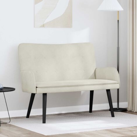 Sofá de Dos Plazas Crema 115 x 61 x 87 cm Terciopelo