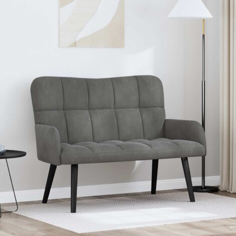 Sofá de Dos Plazas Gris oscuro 115 x 61 x 87 cm Terciopelo