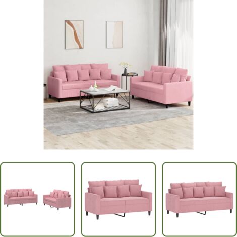 Sofá de dos plazas -  Juego de sofás con cojines 2 piezas terciopelo rosa