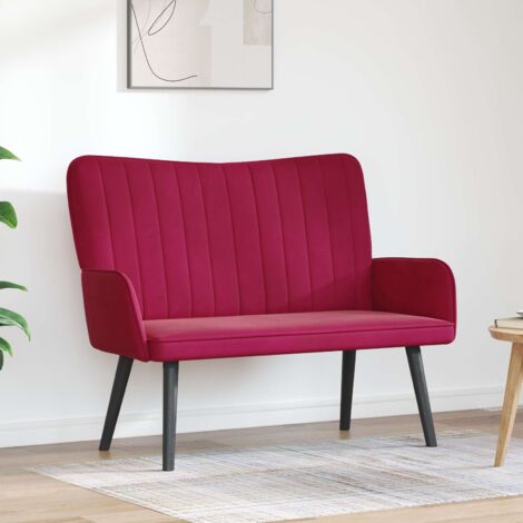 Sofá de Dos Plazas Rojo vino tinto 115 x 61 x 87 cm Terciopelo