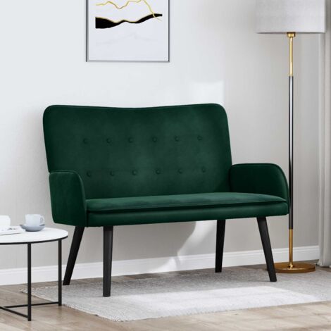 Sofá de Dos Plazas Verde oscuro 115 x 61 x 87 cm Terciopelo