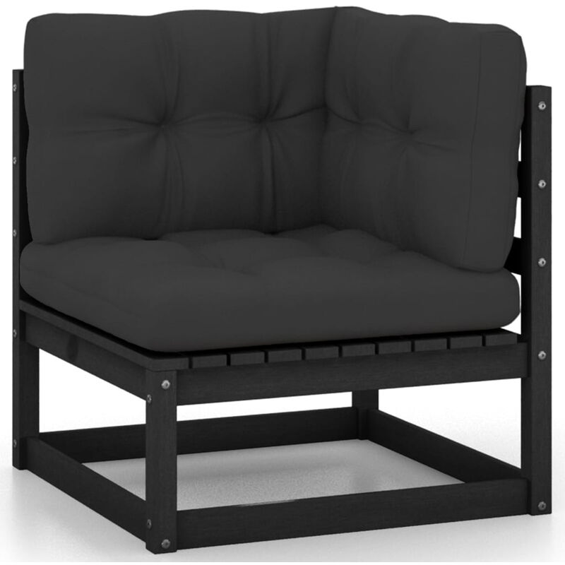 

Happyshopping - Sofa de esquina de jardin cojines gris antracita madera acacia