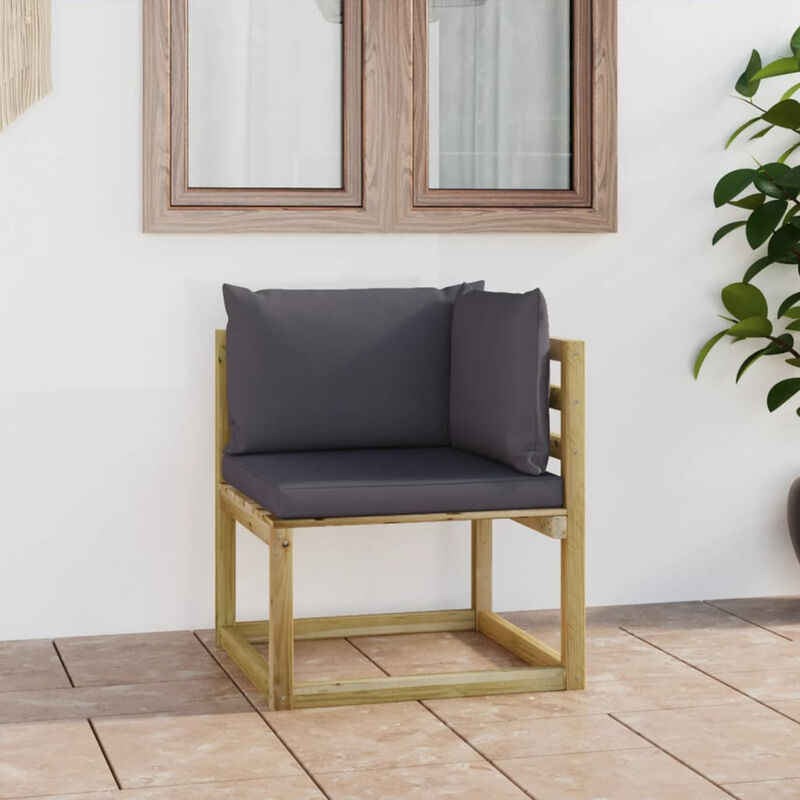 

Sofa de esquina de jardin con cojines madera impregnada verde