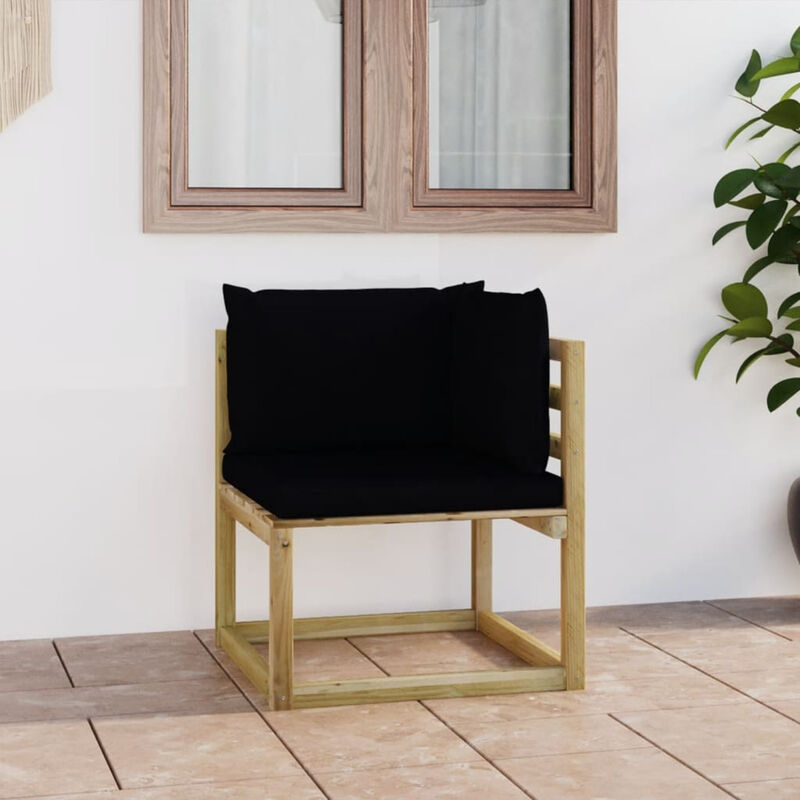 

Sofa de esquina de jardin con cojines madera impregnada verde