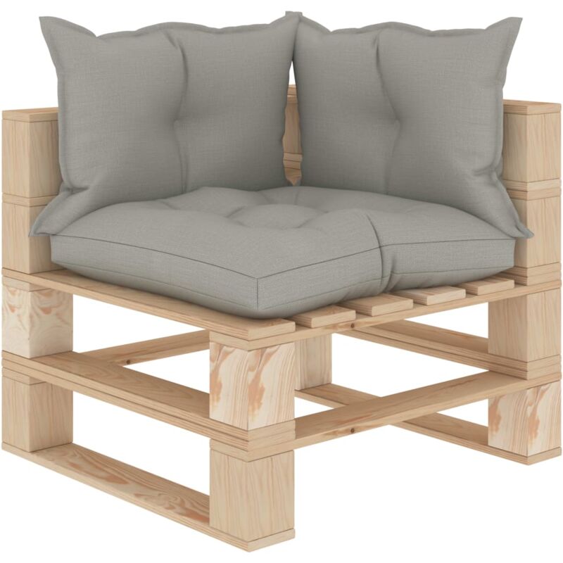 

vidaXL Sofá de esquina de palés de jardín madera con cojines taupe - Gris Topo