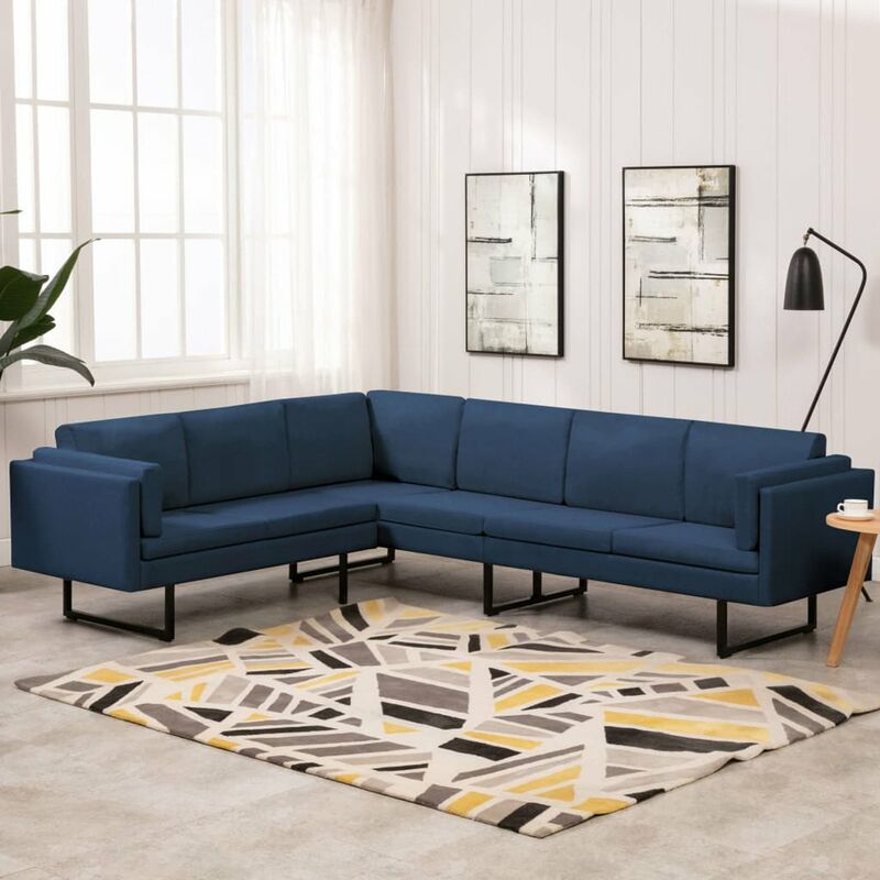 

Happyshopping - Sofa de esquina de tela azul