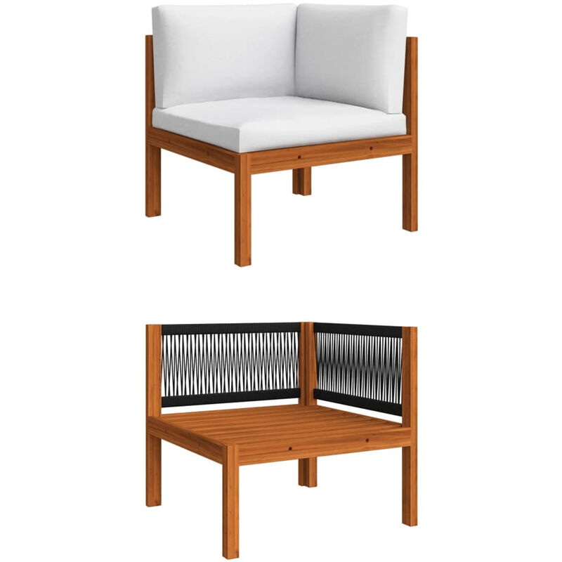 

Sofa de esquina para jardin con cojines madera maciza de acacia