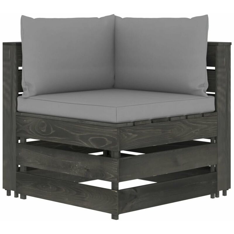 

Sofa de esquina seccional con cojines madera impregnada gris