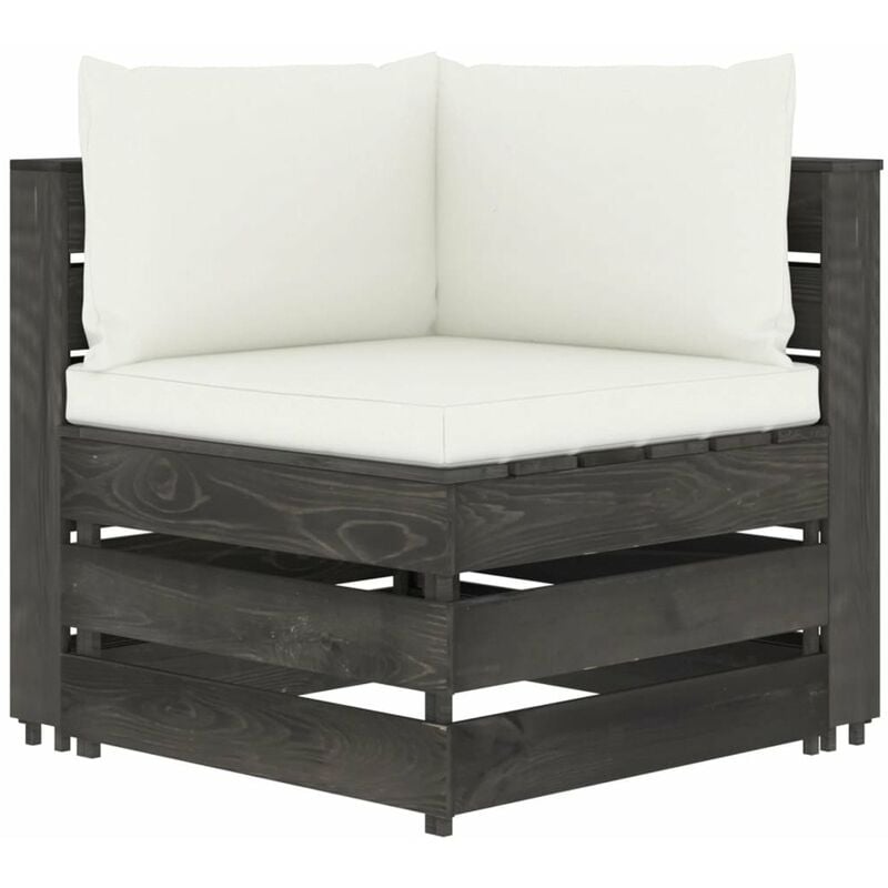 

Sofa de esquina seccional con cojines madera impregnada gris