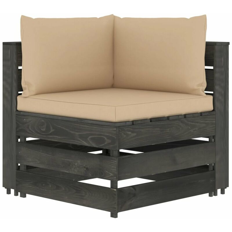 

Sofa de esquina seccional con cojines madera impregnada gris