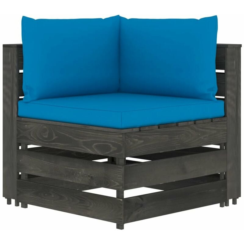 

Sofa de esquina seccional con cojines madera impregnada gris