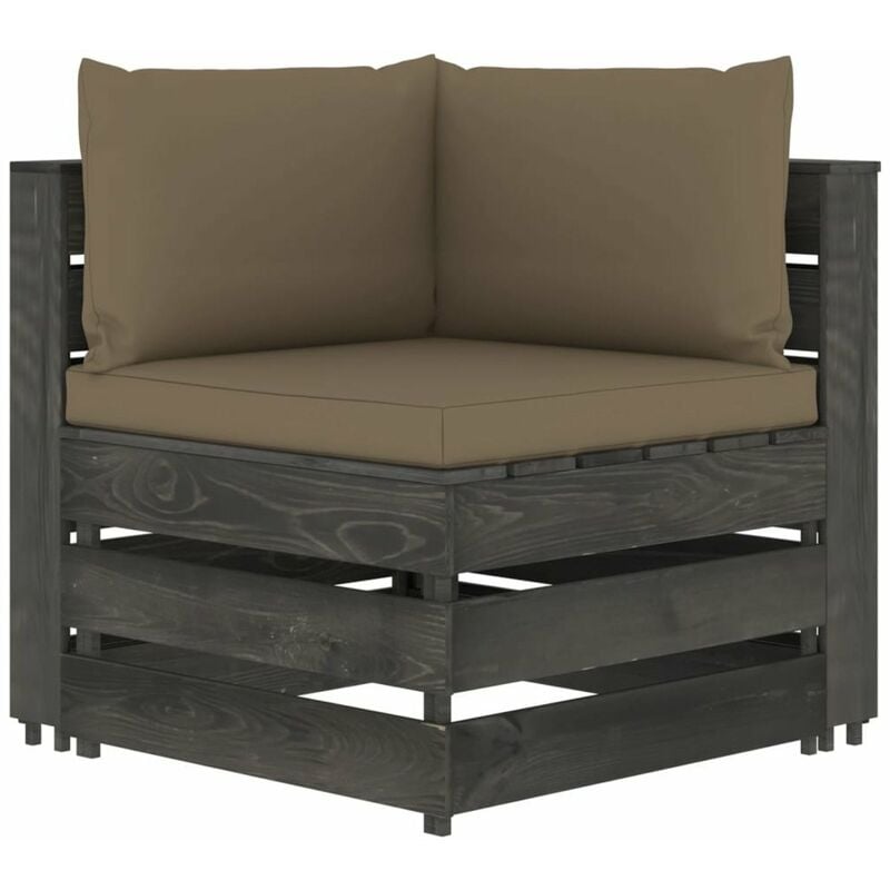 

Sofa de esquina seccional con cojines madera impregnada gris