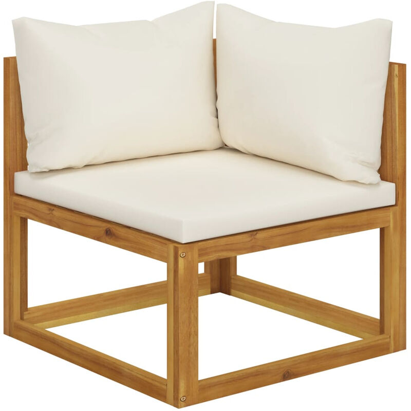 

Sofa de esquina seccional y cojin blanco crema madera de acacia