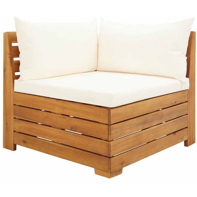 

Happyshopping - Sofa de esquina seccional y cojines 1 pza madera maciza acacia