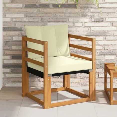 Sofá de exterior Madera de Acacia Sólida Natural y Crema