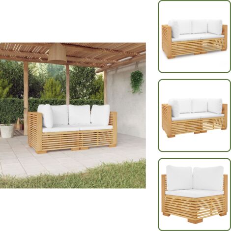 Sofá de exterior - vidaXL Sofá esquina jardín con cojines 2 piezas madera maciza teca - Sofá de jardín